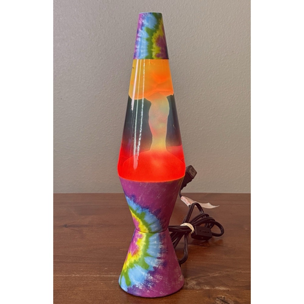 Original Lava Lamp by Schylling Pink Tie Dye Base 14.5" Working Retro Light